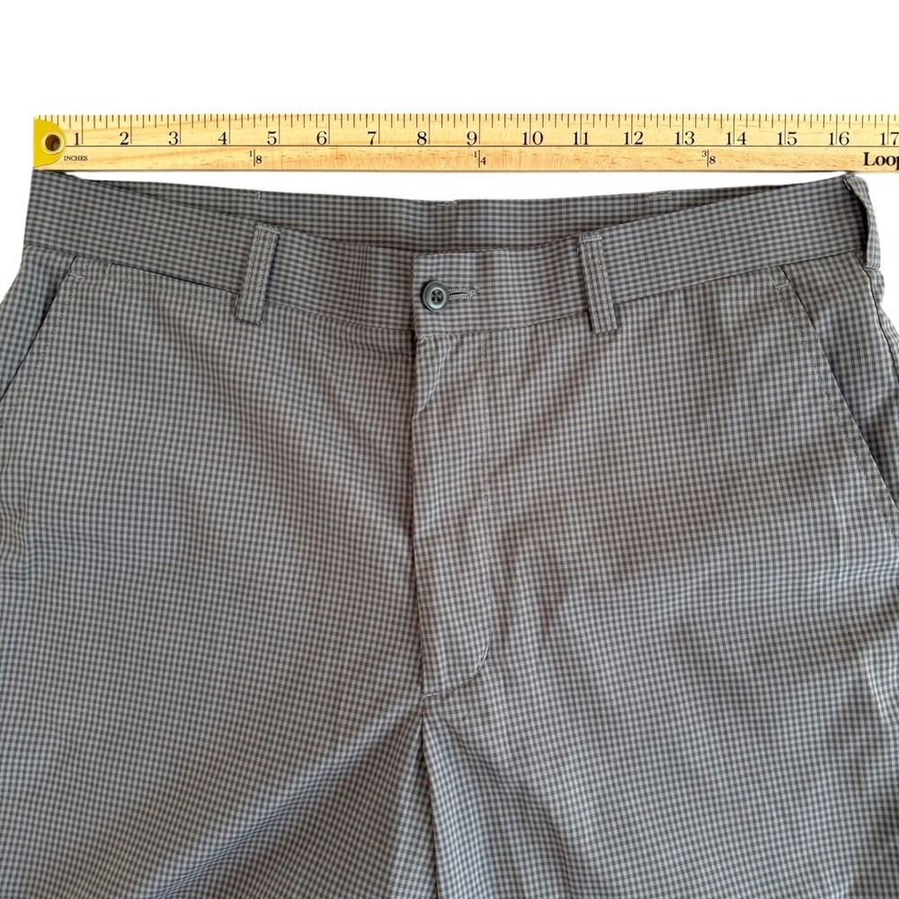 Ben Hogan 32x9.5 Gray Micro‎ Gingham Flat Front Men's Performance Golf Shorts - Picture 3 of 7